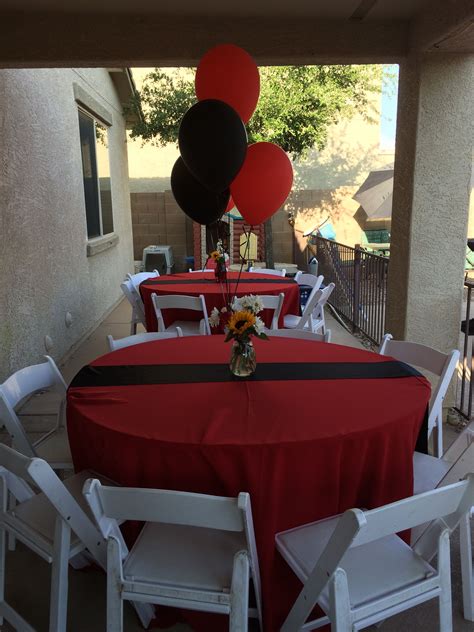 red & black graduation decorations